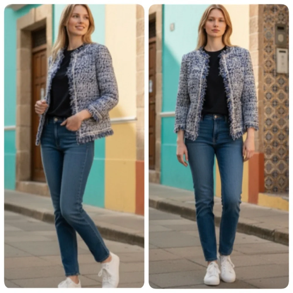 W BY WORTH TWEED BLAZER SIZE 4 - Picture 10 of 16